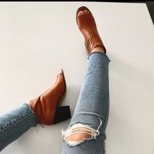 Kelsi Dagger Brooklyn Ankle Bootie Brown Leather